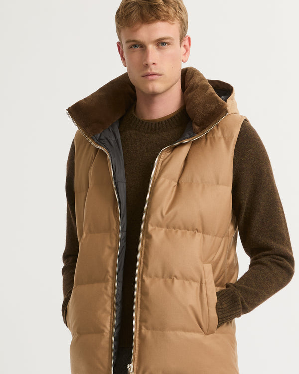 Gilet doudoune tissu Loro Piana garniture vison