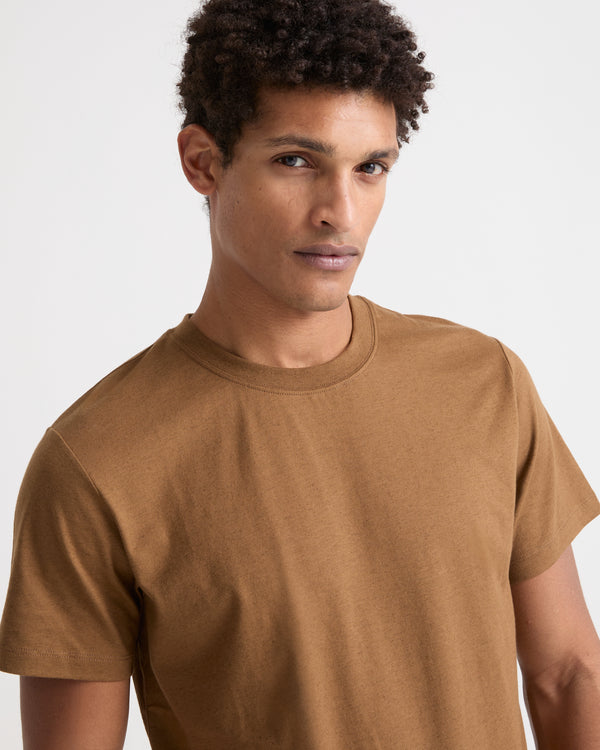 Cotton-cashmere jersey T-shirt - camel - Yves Salomon