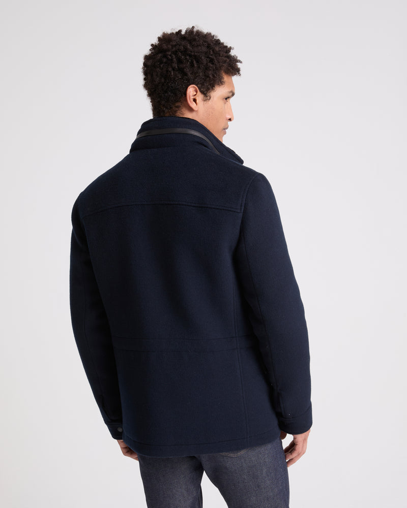 Veste en tissu laine cachemire avec col en vison rasé