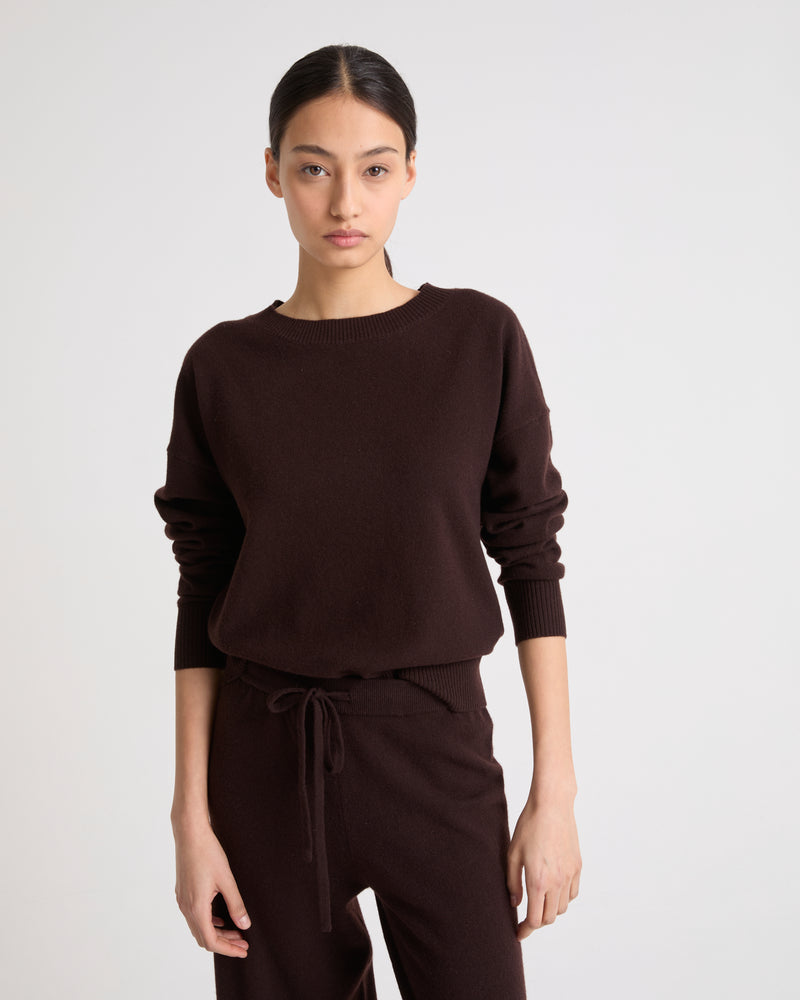 Merino knit jumper - brown - Yves Salomon