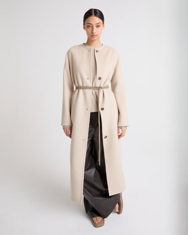 Long double-sided cashmere coat - beige - Yves Salomon