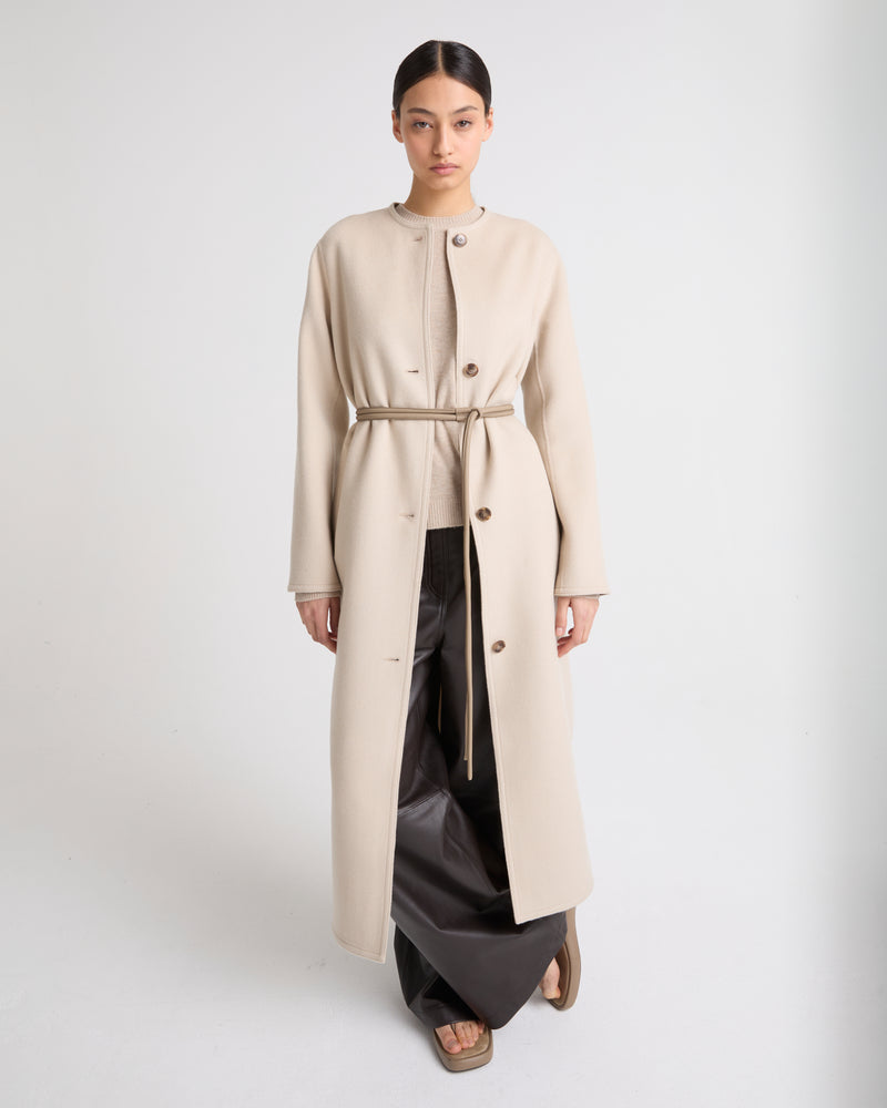 Long double-sided cashmere coat - beige - Yves Salomon