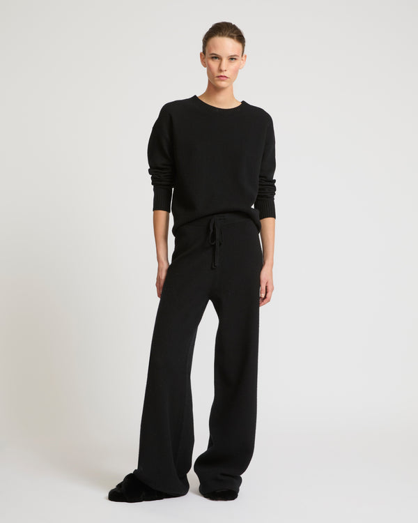 Merino knit wide leg trousers