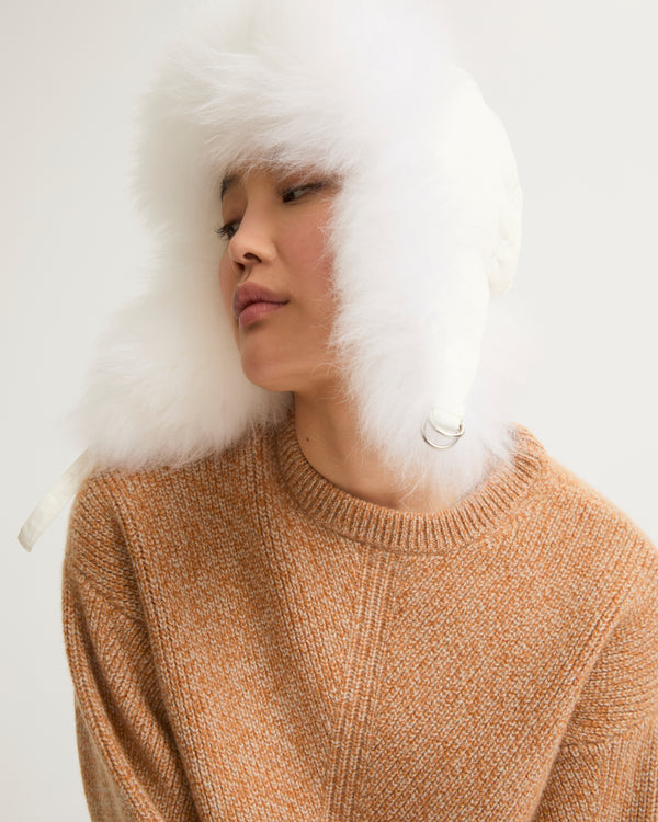 Technical fabric and cashmere ushanka