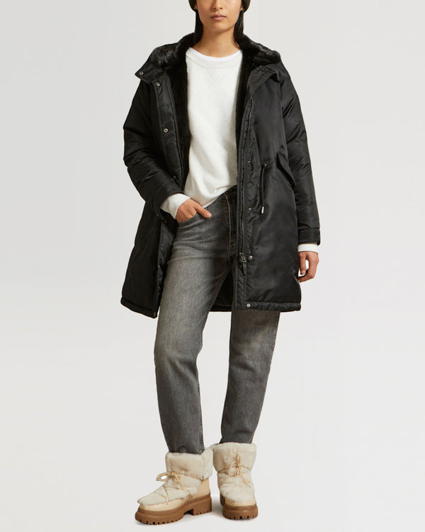 Parka bomber longue en tissu et fourrure de vison-Yves Salomon - Soldes d'hiver - Winter Sale