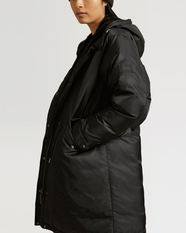 Parka bomber longue en tissu et fourrure de vison-Yves Salomon - Soldes d'hiver - Winter Sale