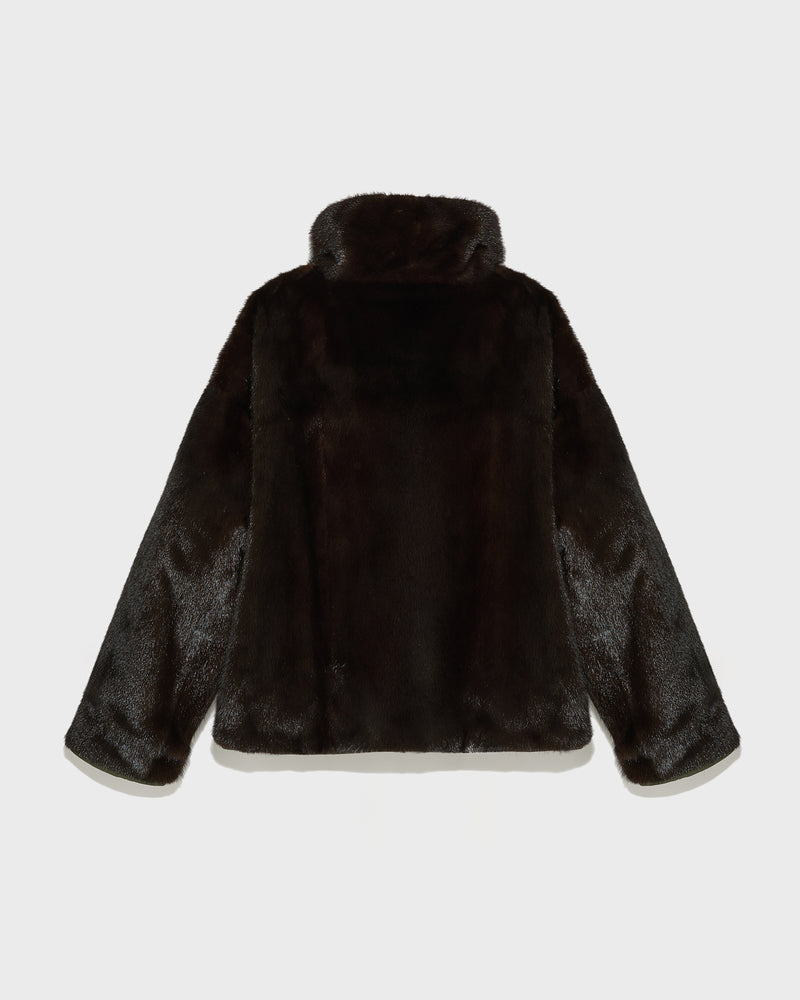 Short jacket with mink collar