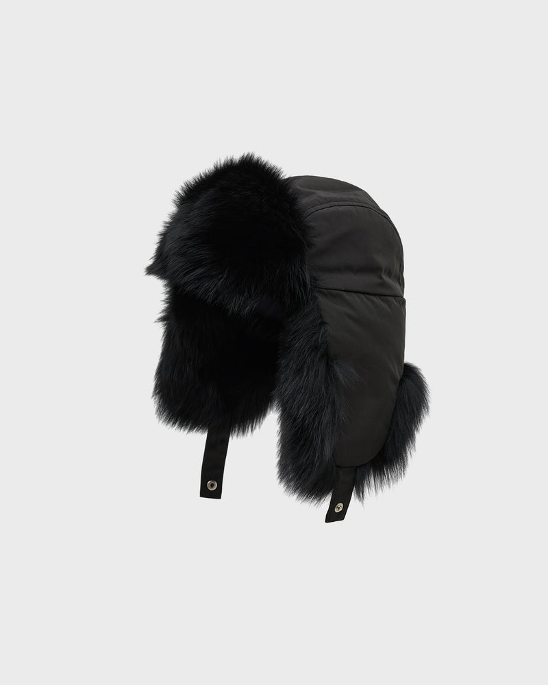 Technical fabric ushanka with fox fur - Yves Salomon Mountain - Ski