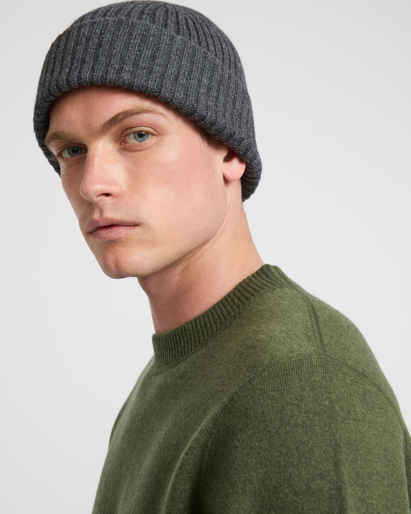 Wool-cashmere knit beanie