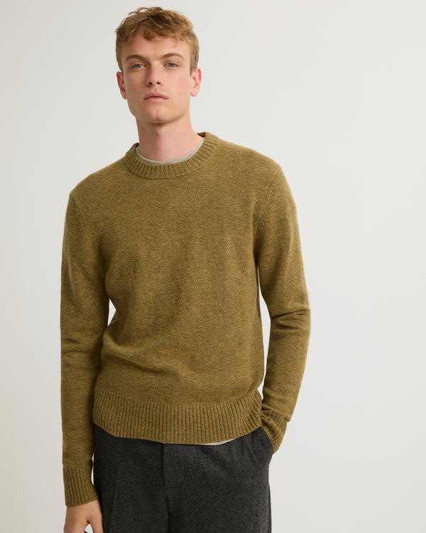 Yves Salomon Wool-cashmere knit crew neck jumper - camel