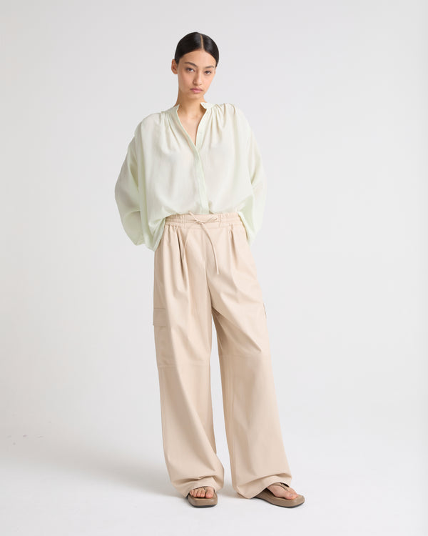 Cargo trousers in lamb leather - beige - Yves Salomon