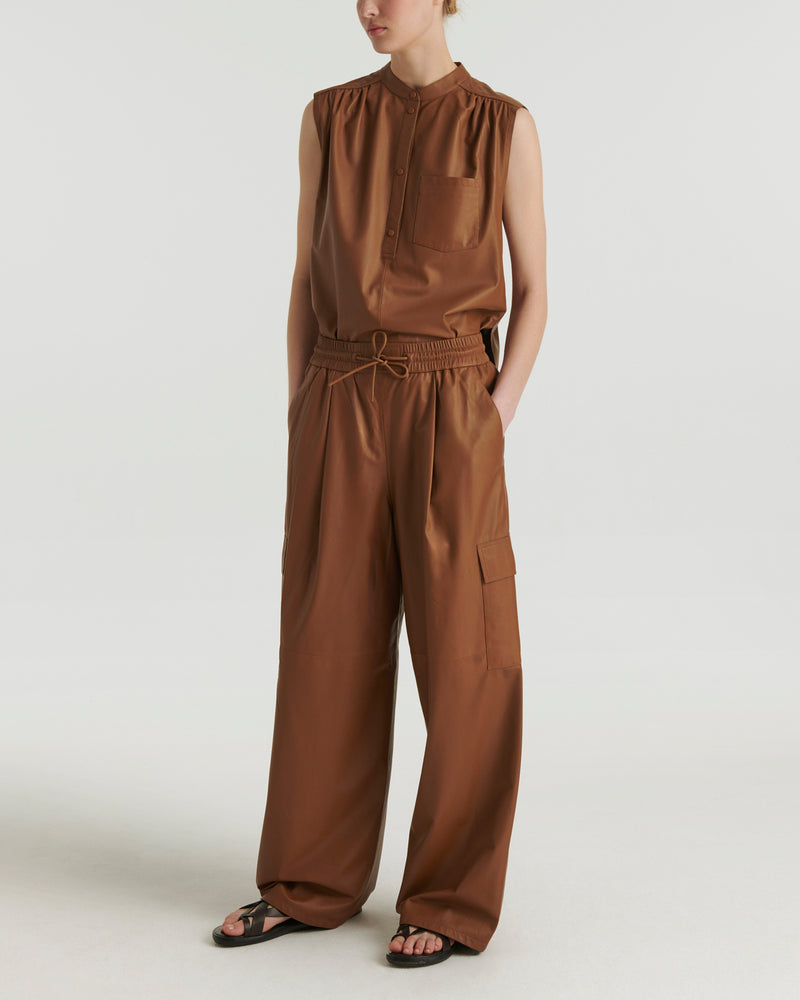 Pantalon cargo en cuir d’agneau