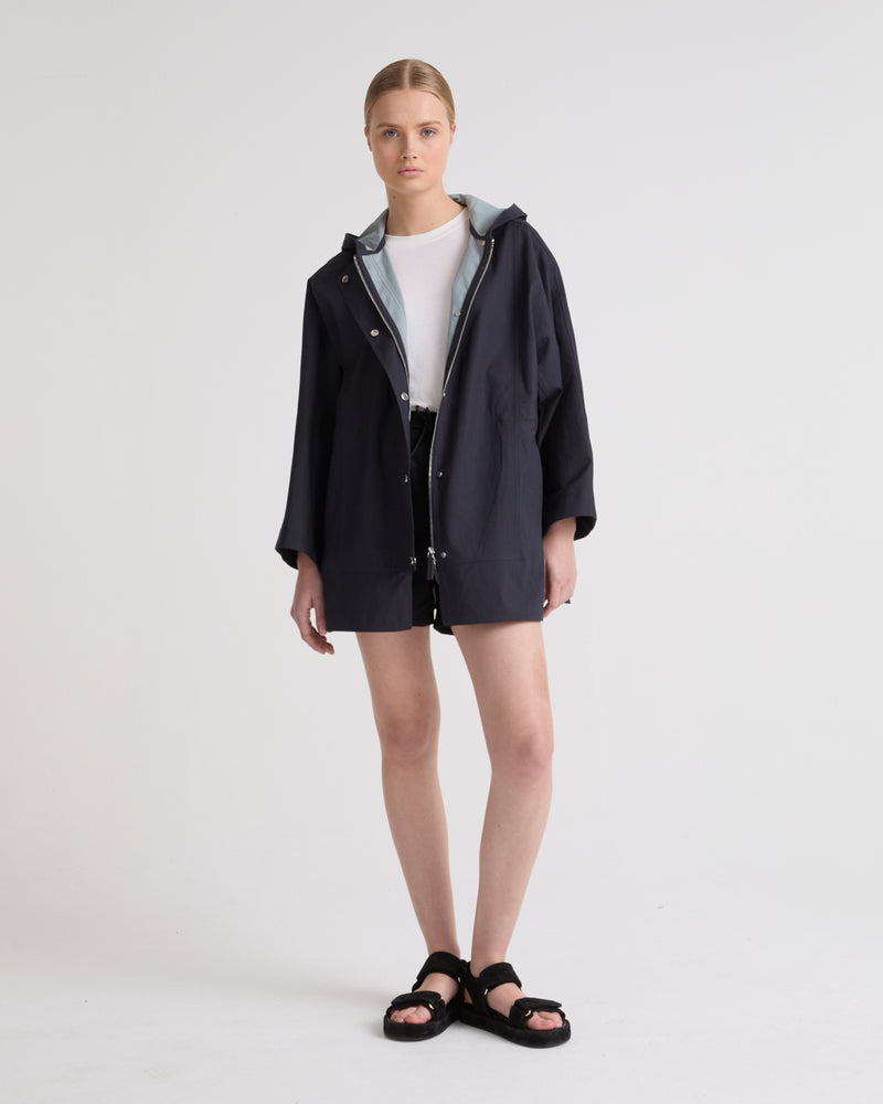 Cape parka courte en tissu coton