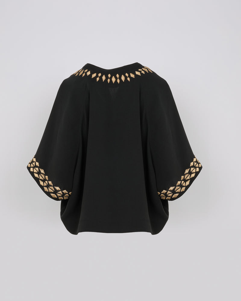 Blouse brodée en crêpe de soie