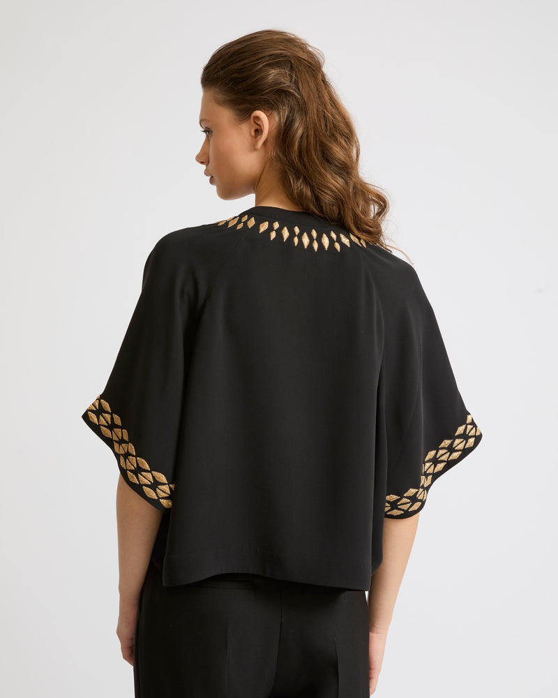 Blouse brodée en crêpe de soie