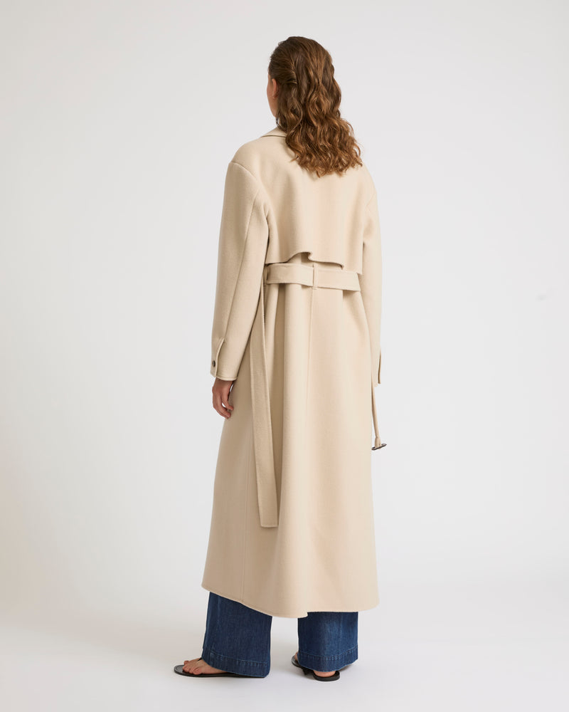 Trench coat en laine mélangée double face