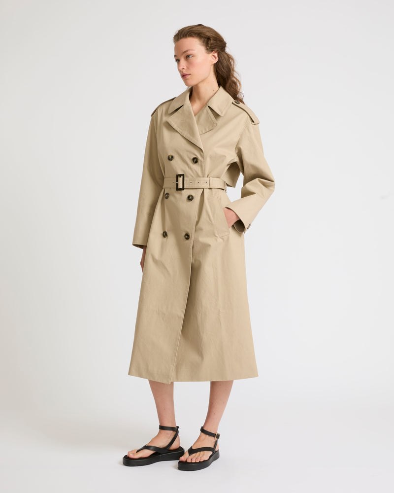 Trench coat en gabardine de coton