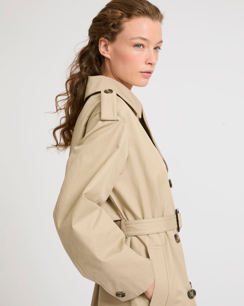 Trench coat en gabardine de coton