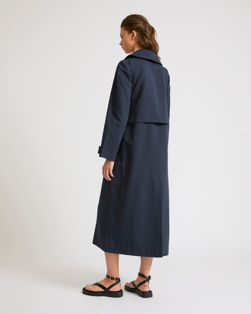 Trench coat en tissu coton lin