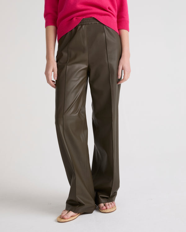 Pantalon ample en cuir d'agneau fin