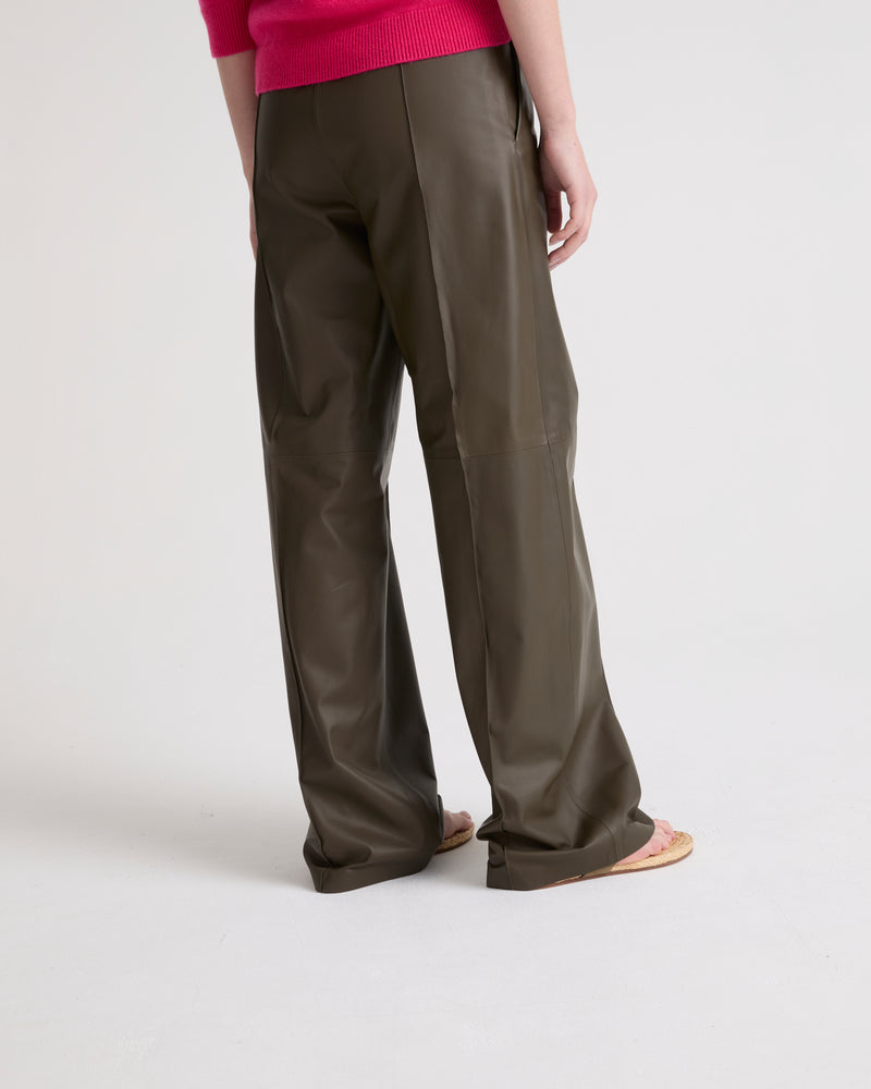 Pantalon ample en cuir d'agneau fin