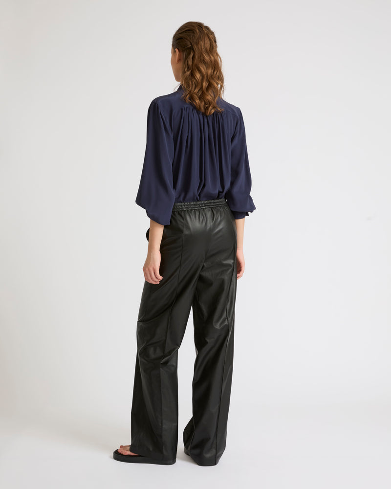 Pantalon ample en cuir d'agneau fin