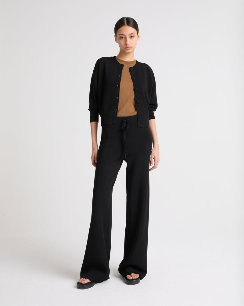 Knitted wide leg trousers - black - Yves Salomon