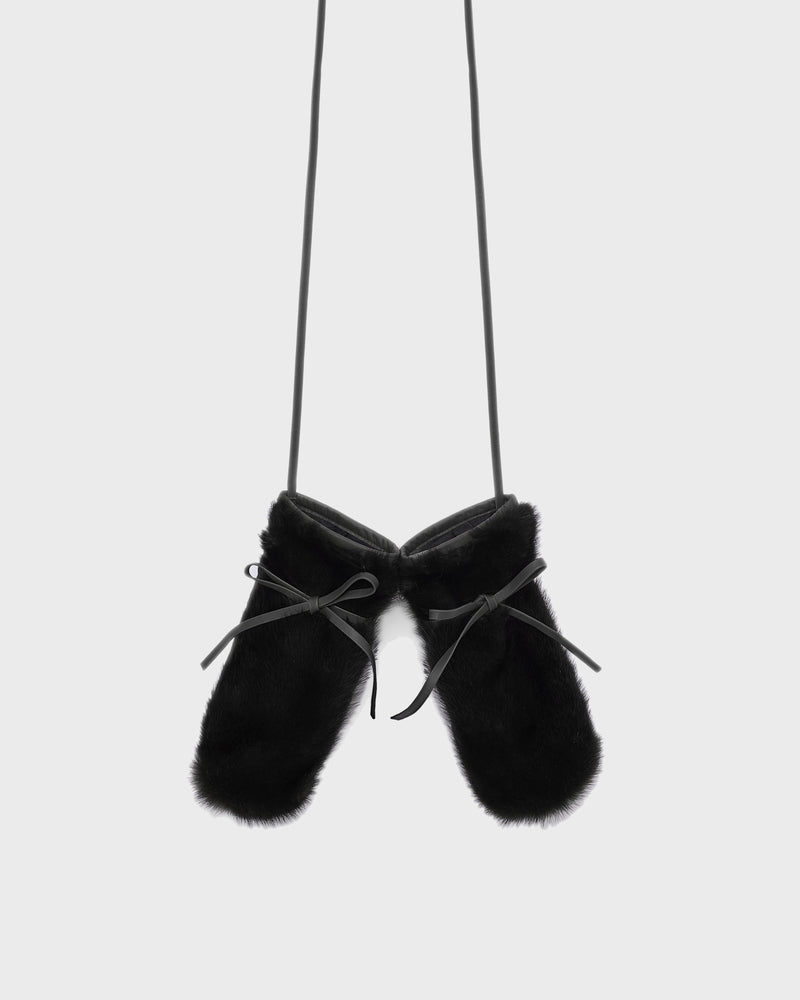 Mink fur and leather mittens