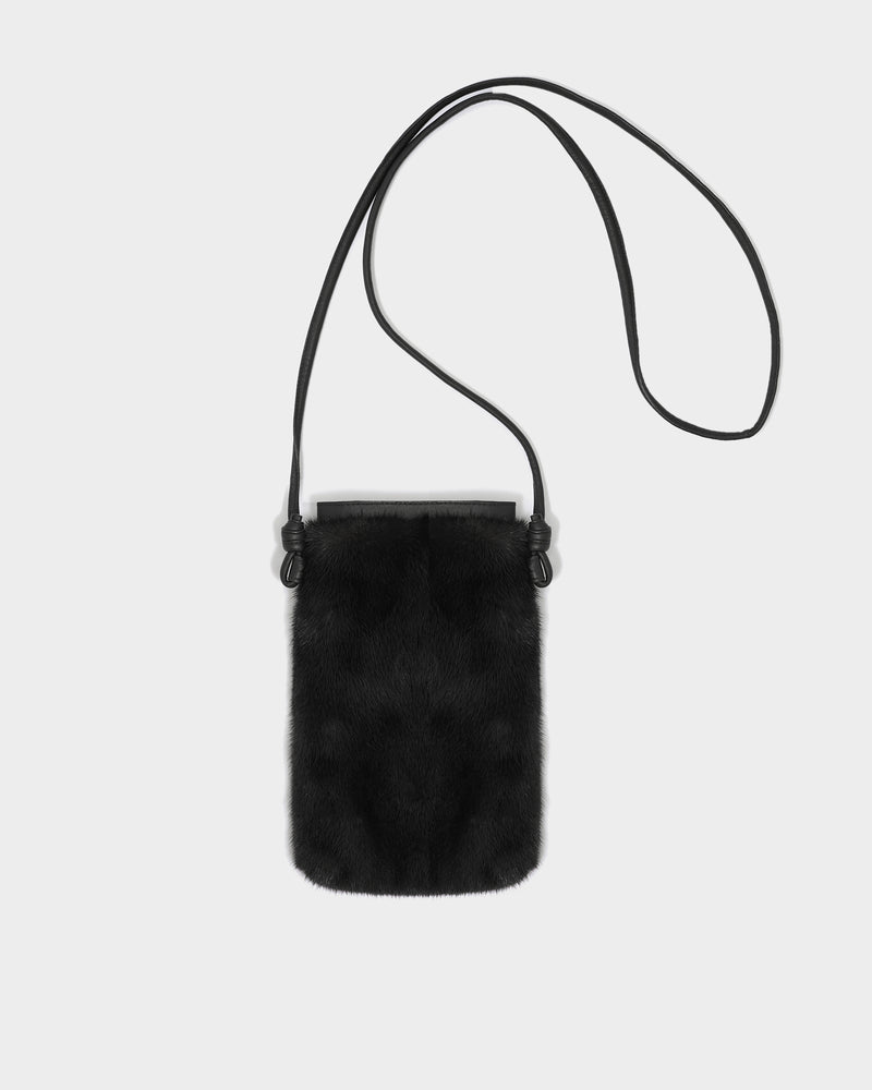 Mink fur and leather bag