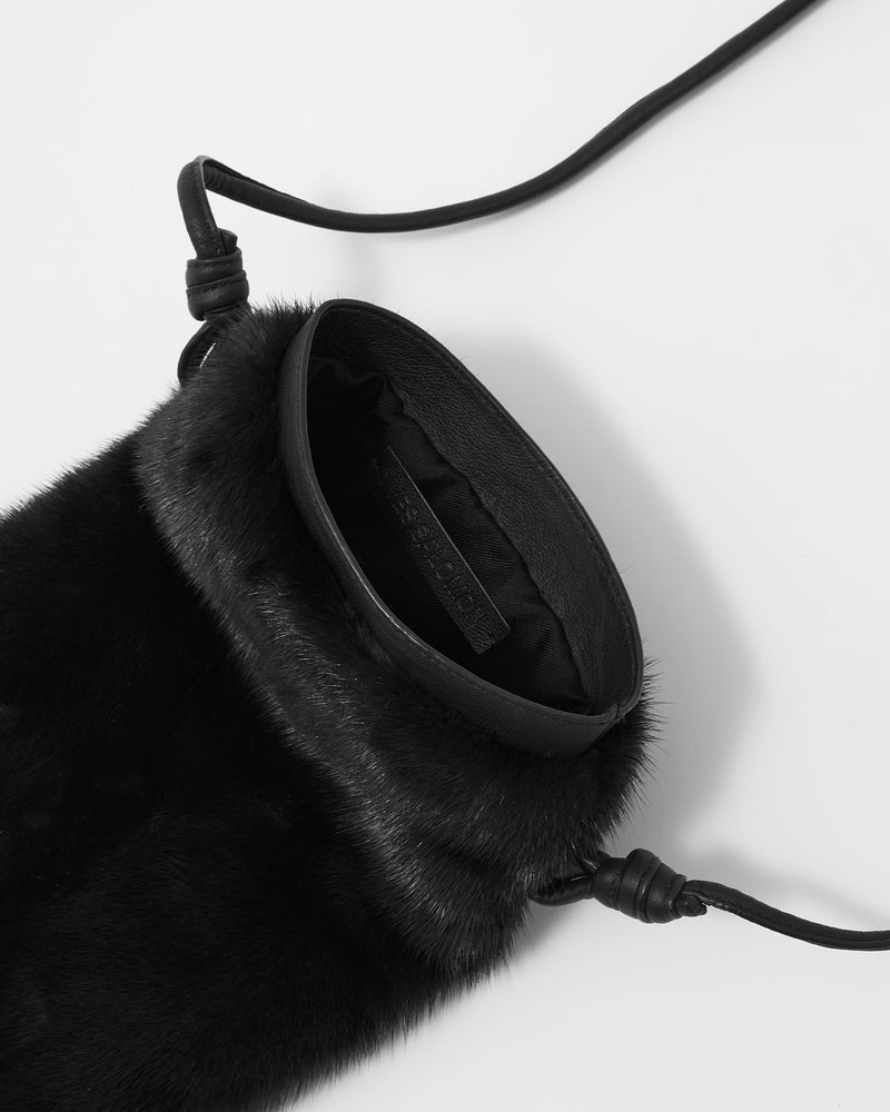 Mink fur and leather bag