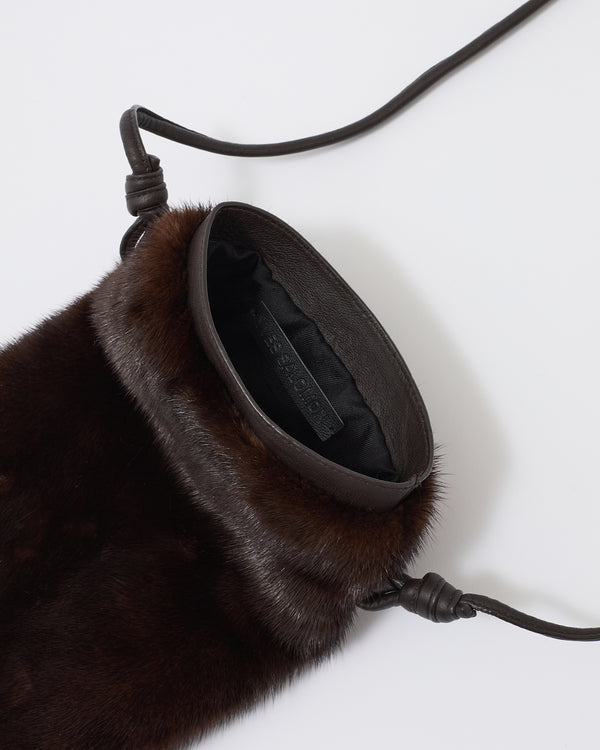 Mink fur and leather bag