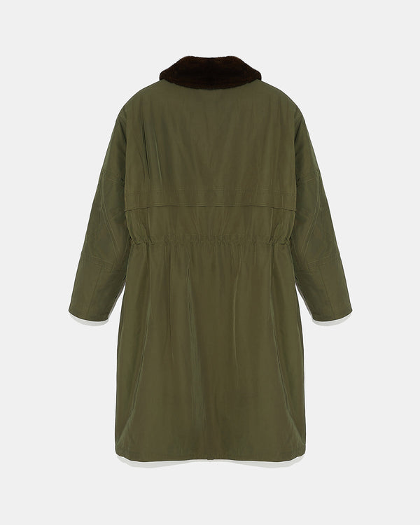 Trench col chemise en tissu technique réversible vison