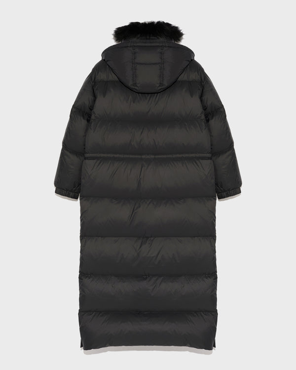 Extra-long down jacket with hood