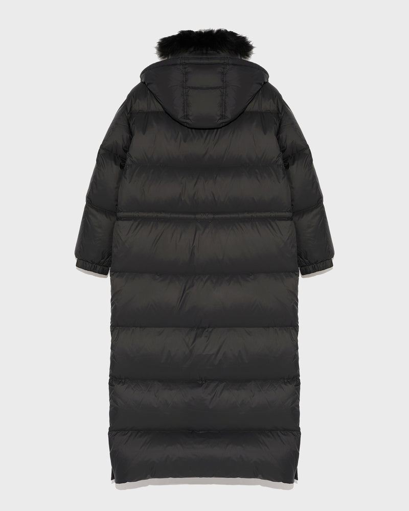 Extra-long down jacket with hood