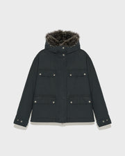 Parka courte en coton et fourrure