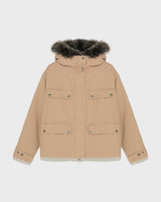 Parka courte en coton et fourrure