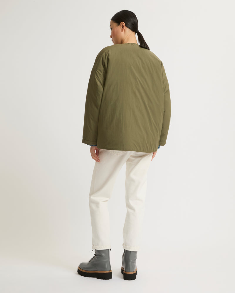 Short down jacket with drawstring neck