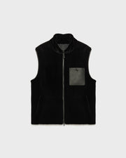 Gilet fleece en vison rasé réversible tissu laine-soie Loro Piana