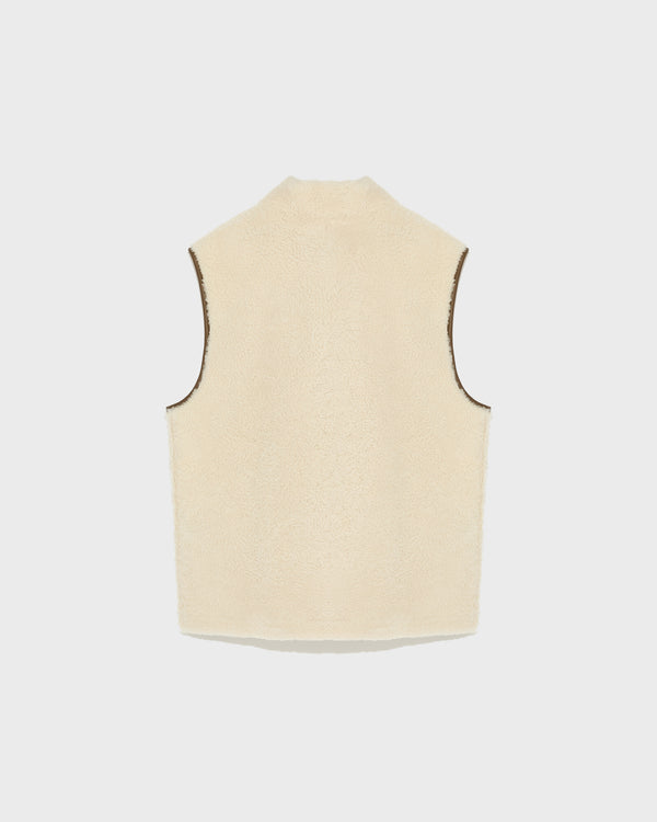 Reversible shearling fleece gilet