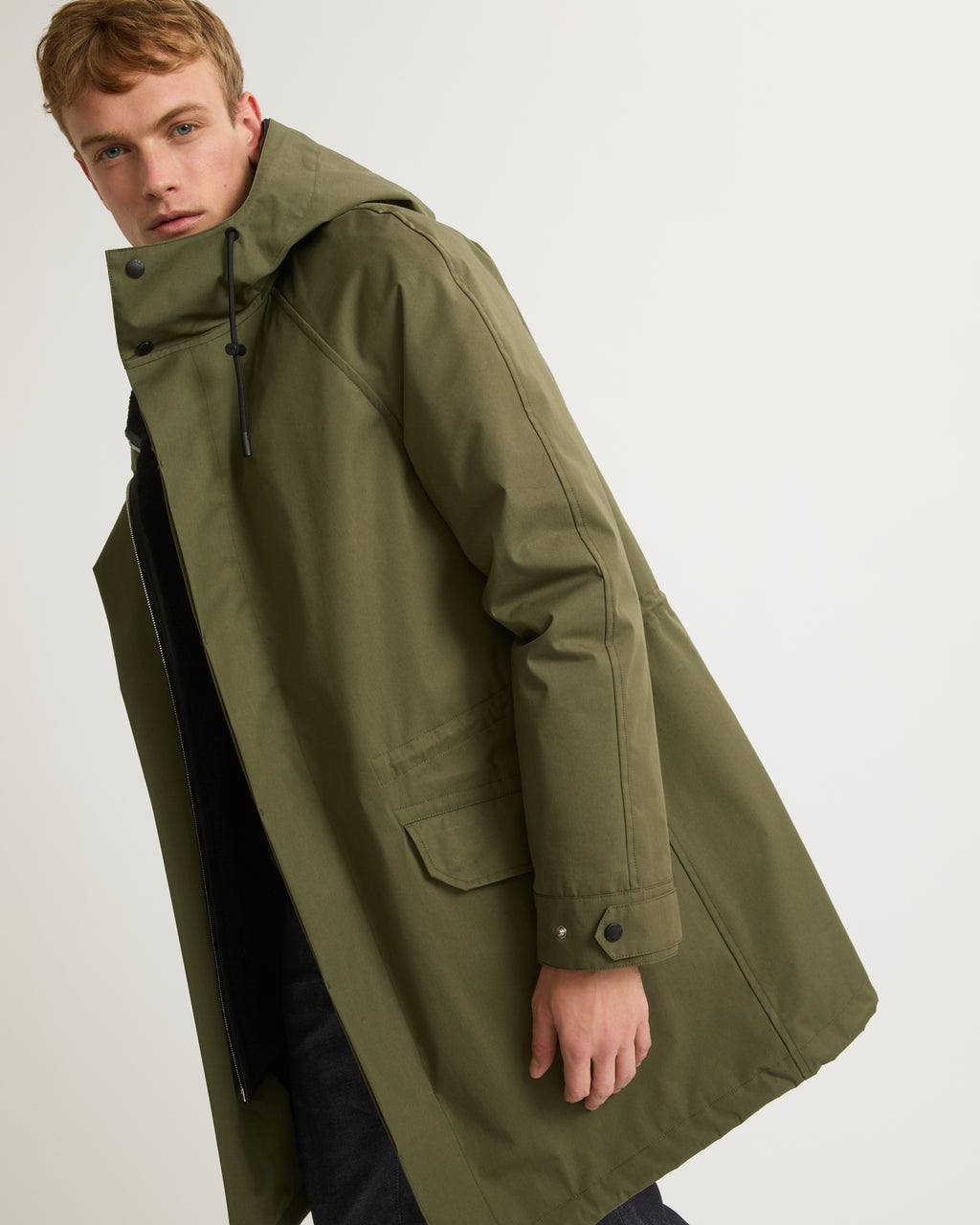 Iconic parka in cotton blend and shearling - Green - Yves Salomon