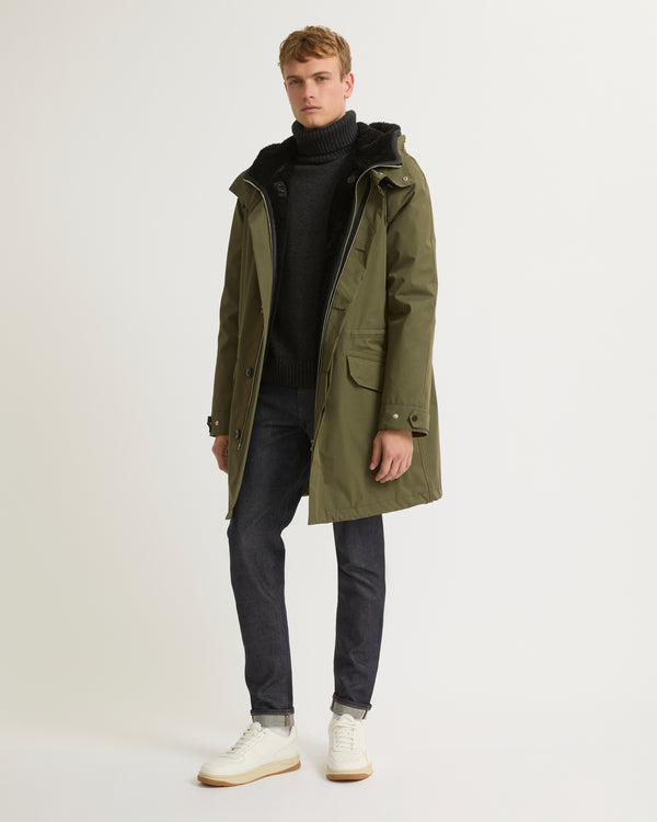 Parka iconique en coton mélangé et peau lainée