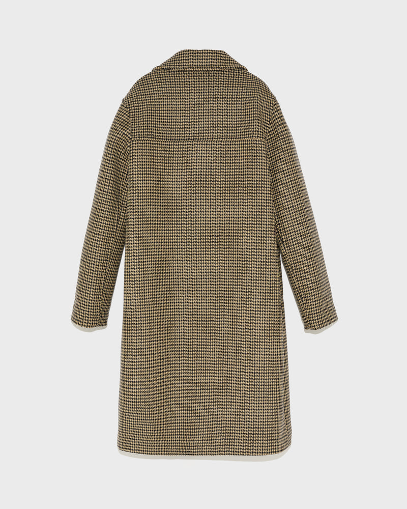 Houndstooth woollen fabric coat