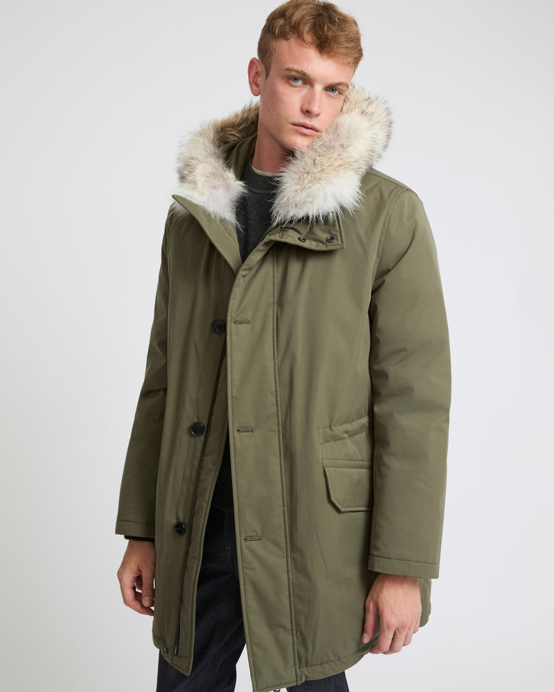 Parka with coyote fur trim on sale