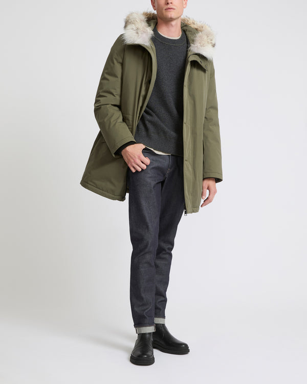 Cotton-blend iconic parka with coyote fur trim