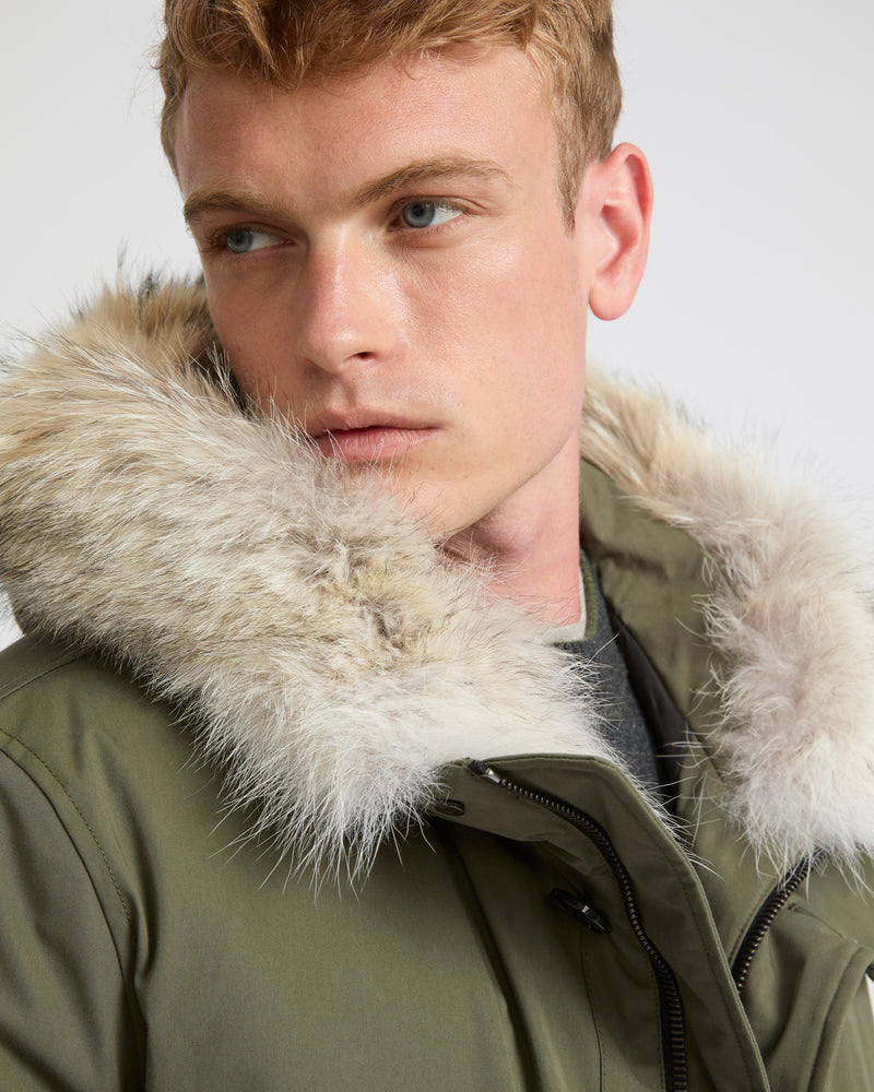 Cotton-blend iconic parka with coyote fur trim