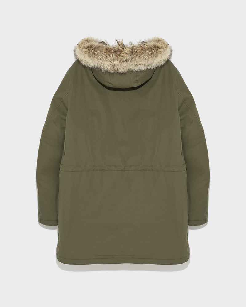 Cotton-blend iconic parka with coyote fur trim