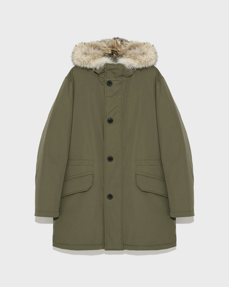 Cotton-blend iconic parka with coyote fur trim