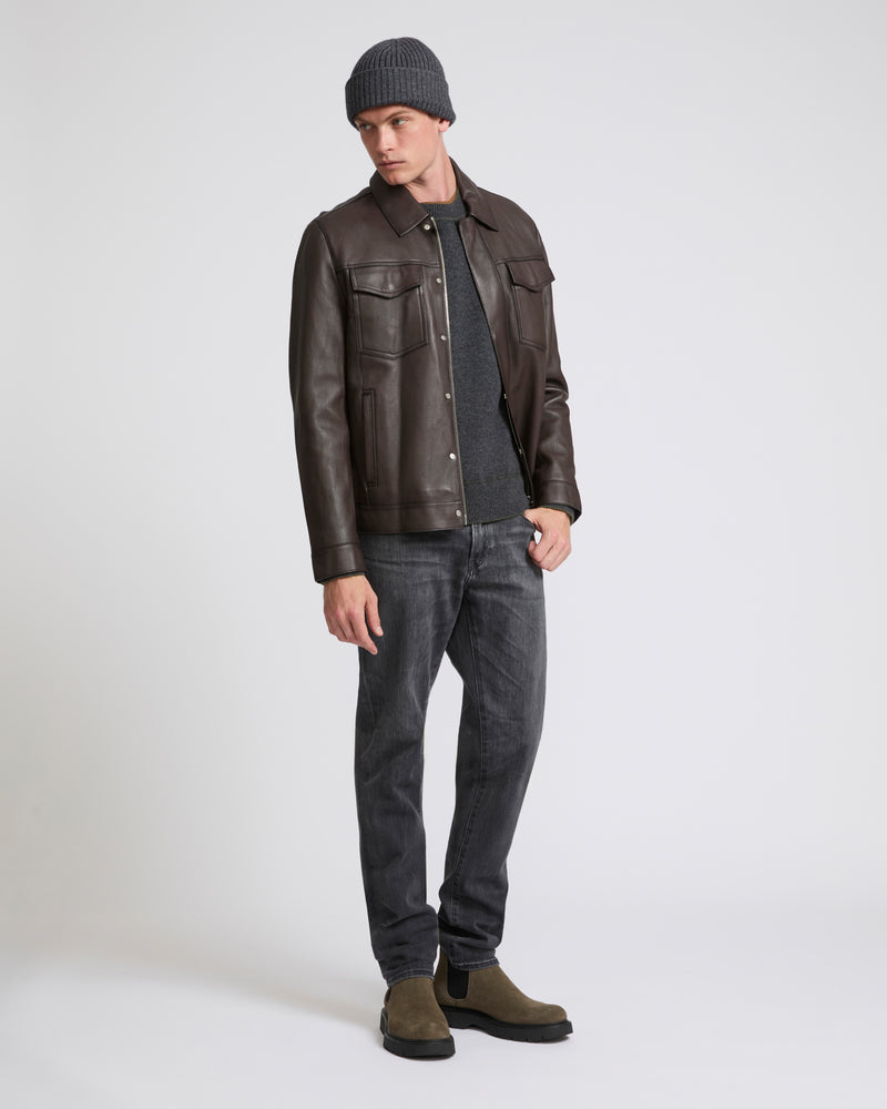 Denim jacket style leather jacket