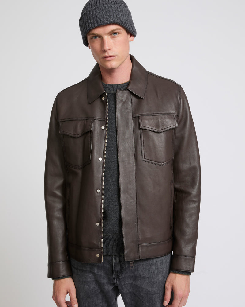 Denim jacket style leather jacket