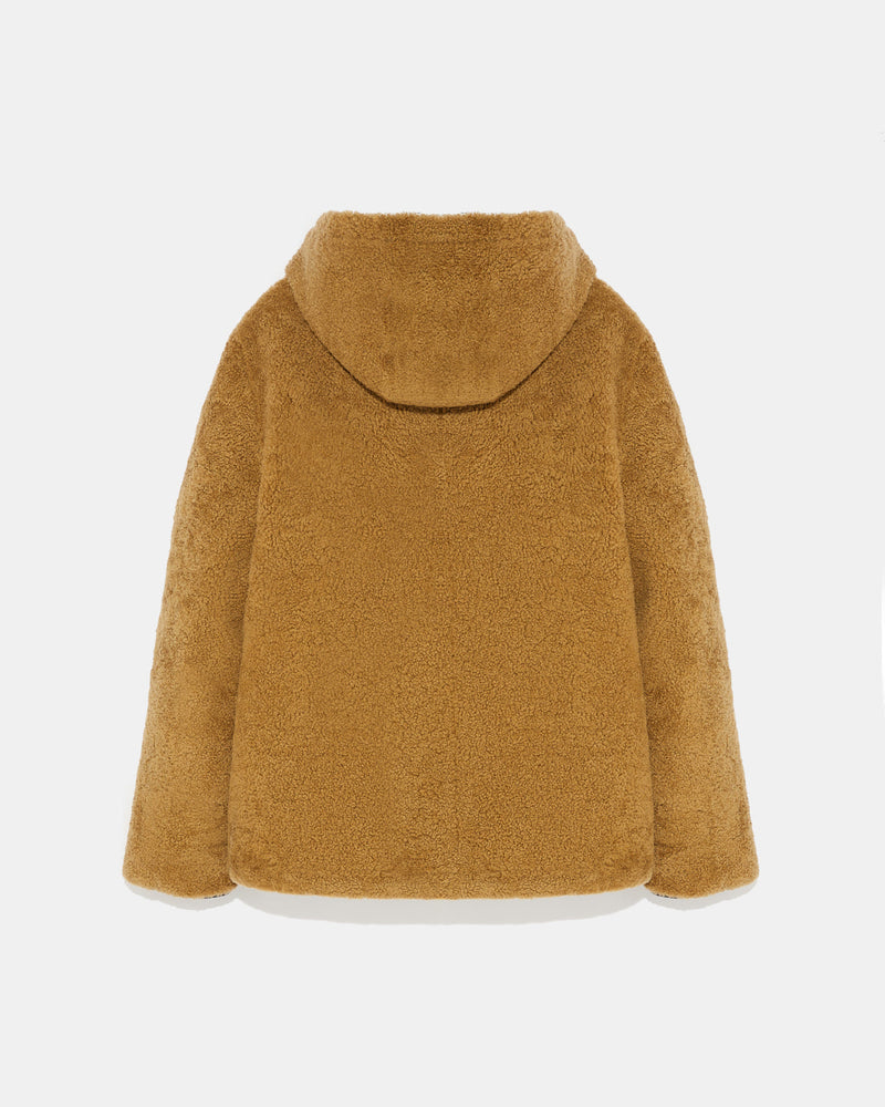 Reversible shearling hoodie